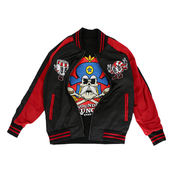 Osaka Popstar Reversible Embroidered Jacket featuring colorful cartoon skull design