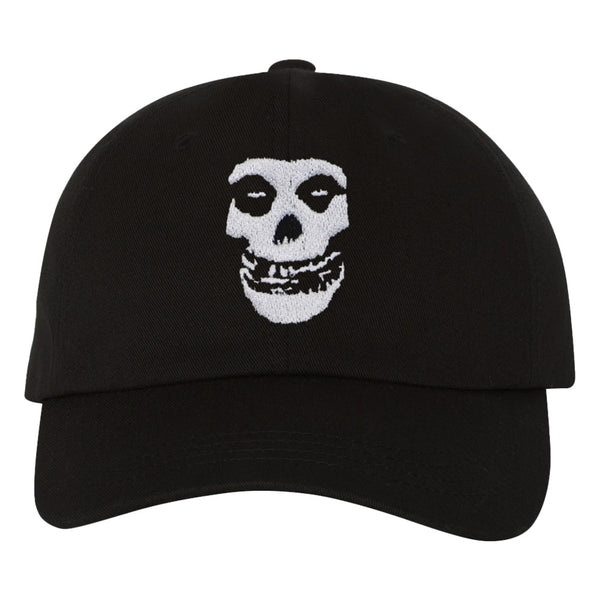 Black baseball cap featuring Misfits Fiend Skull design for stylish casual wear