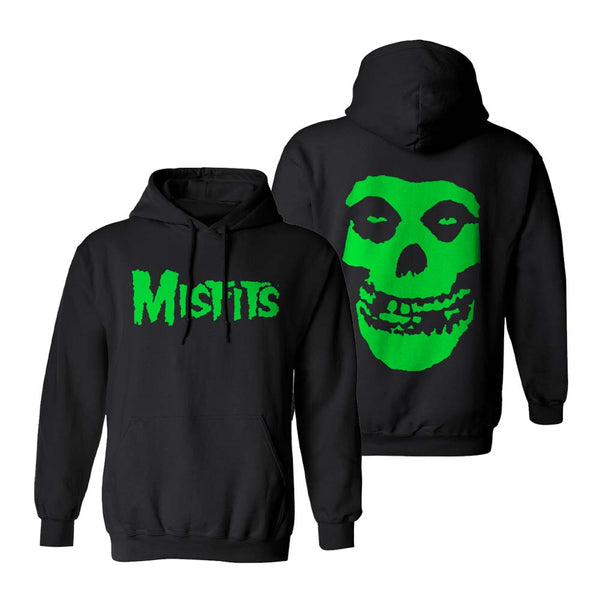 LIMITED EDITION Green Fiend Skull Black Pullover Hoodie | Misfits Records