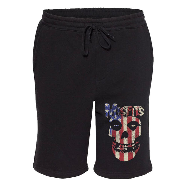 Star and Stripes Fiend Skull Black Fleece Shorts