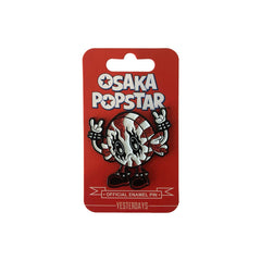Enamel pin of Osaka Popstar skull with rock hand gestures for Ear Candy bundle