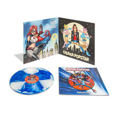 Vinyl album bundle featuring Osaka Popstar with anime superhero art and marbled disc