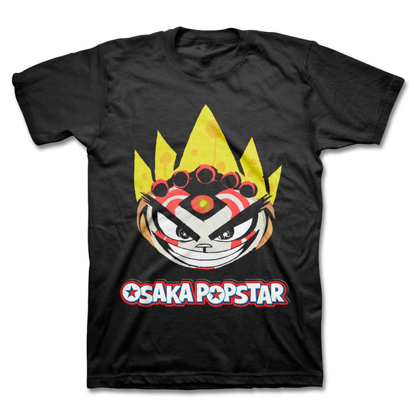 Black Battle Face Stan T-Shirt with cartoon face design and OSAKA POPSTAR text