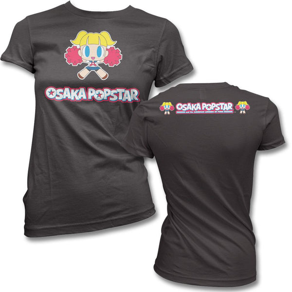 Dark gray Cheerleader Women’s T-Shirt with Osaka Popstar cartoon character design