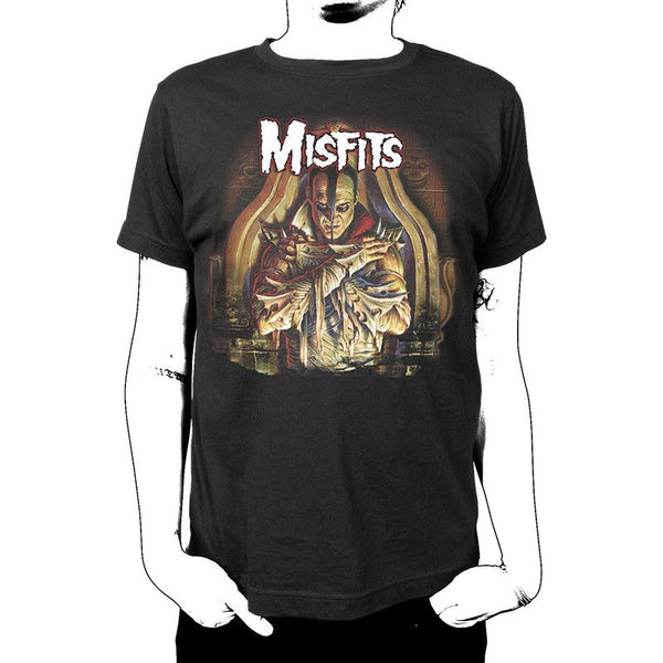 Official Misfits D E A.D. A L I V E! T-Shirt featuring a skeletal figure design