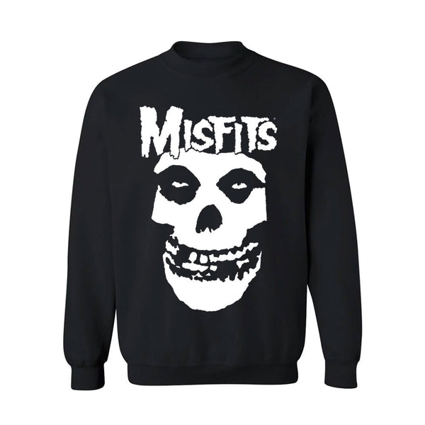 Black Misfits Fiend Skull Crewneck Fleece featuring iconic white skull design