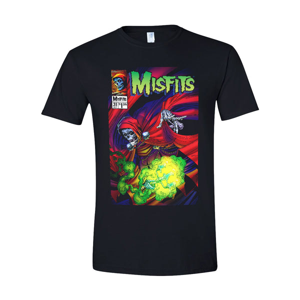 Black Misfits Hell Fiend Tee with vibrant comic book graphic design