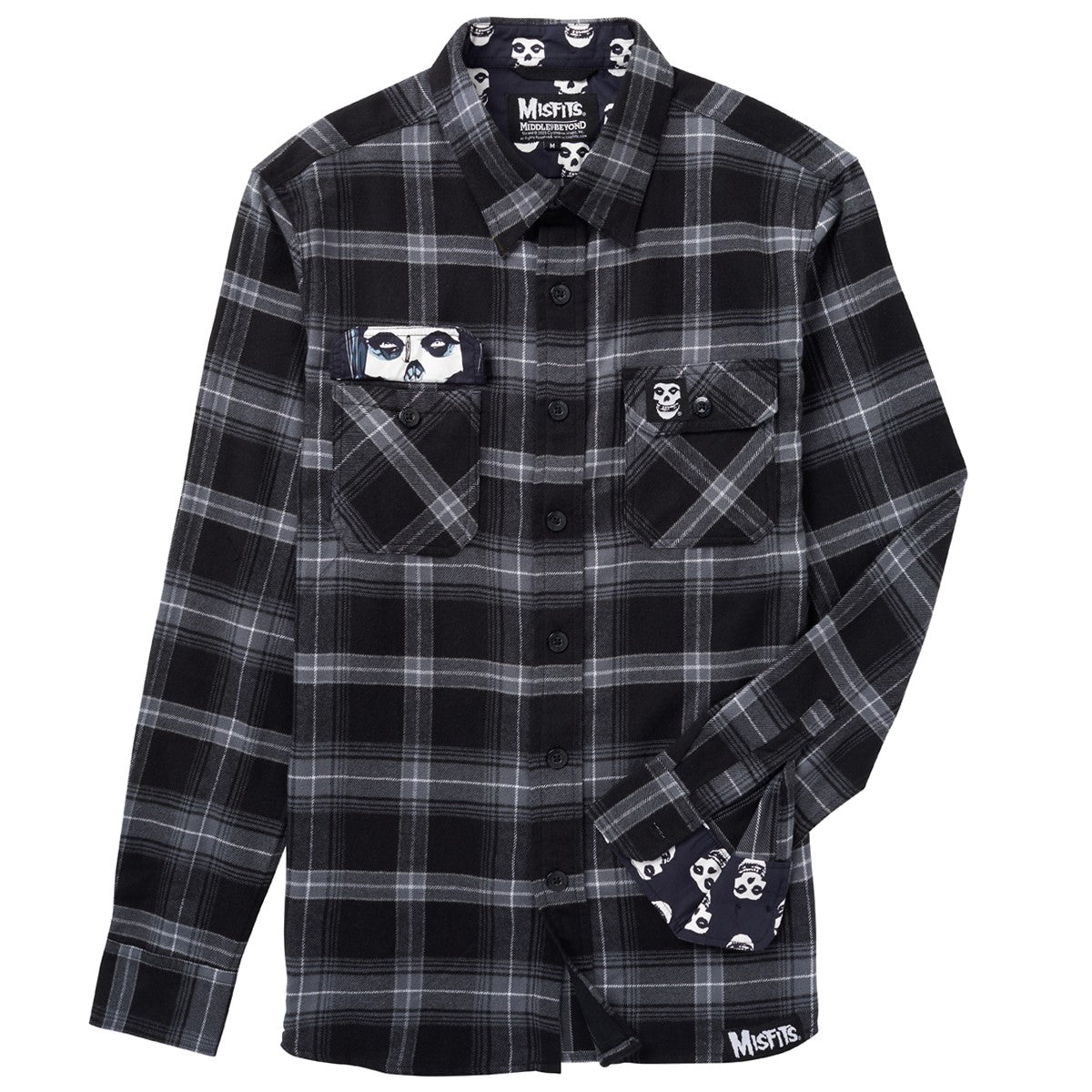 ニューカッスル LONGSTAFF 36 シャツ Mサイズ Misfits Grey & Black Long Sleeve Flannel Shirt | Misfits Records
